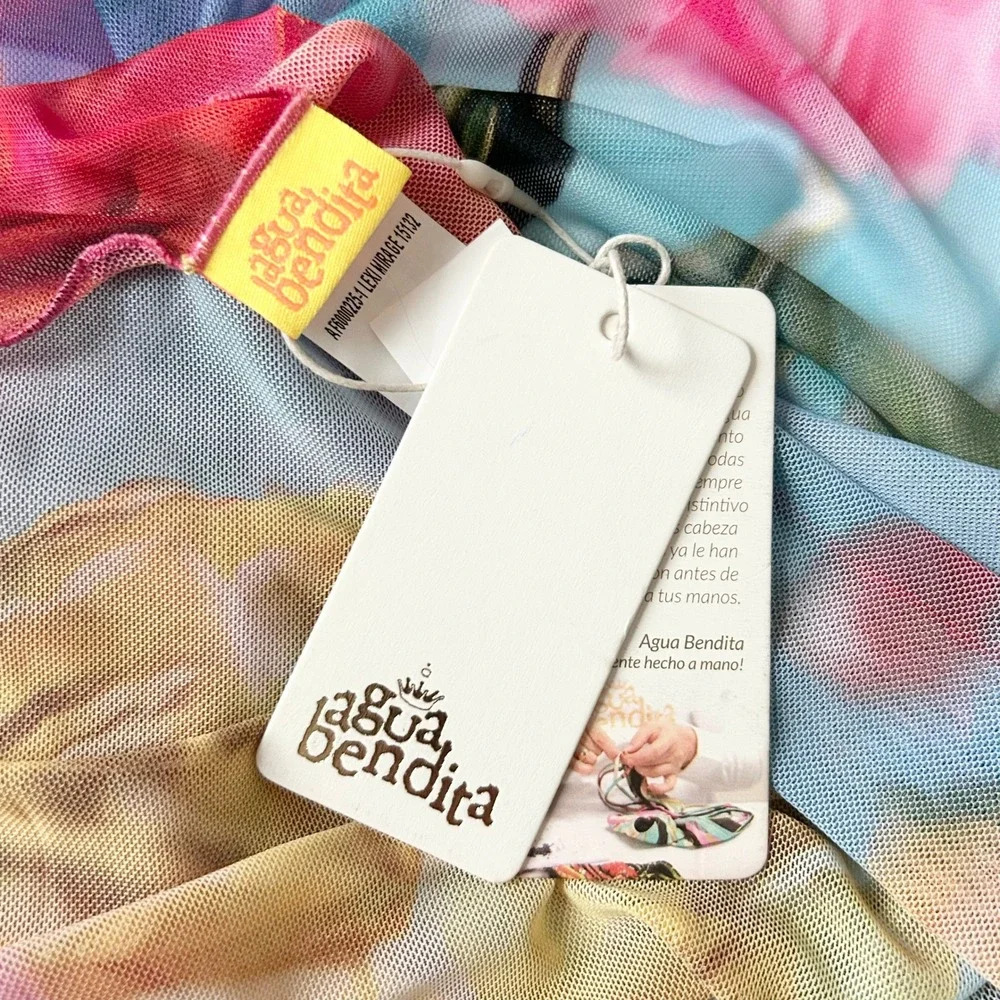 NEW Agua Bendita Scarf Lexi Mirage Floral Mesh Square OS